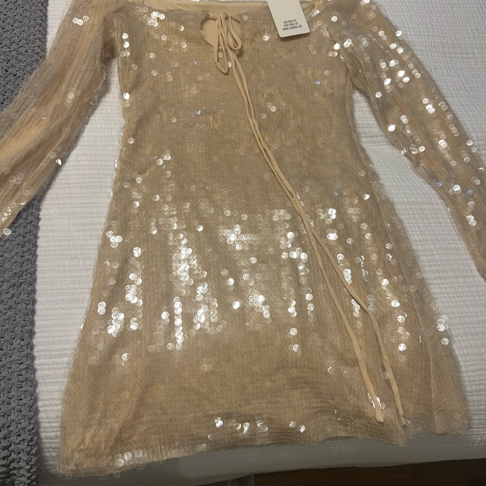 Pailette Mini Dress in Champagne, Kim Shui - Picture 4 of 4